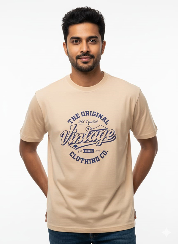 Vintage print Regular fit crew neck